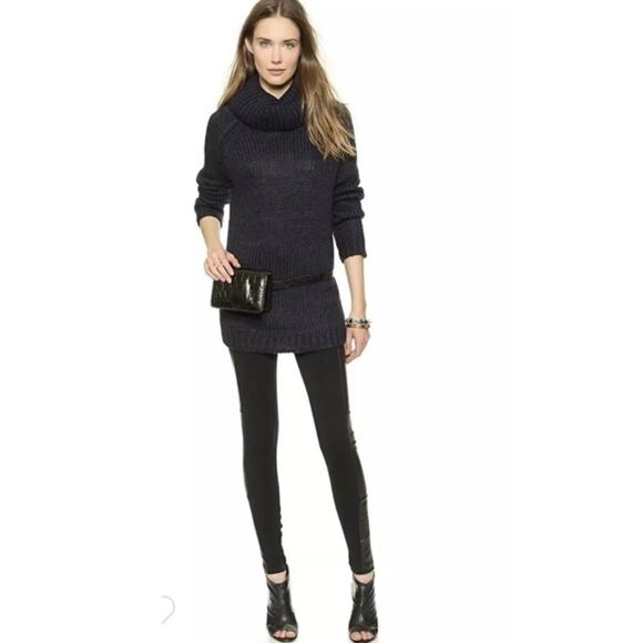Alice + Olivia Front Leggings with Leather Panels Moto Style Size M - Picture 2 of 8